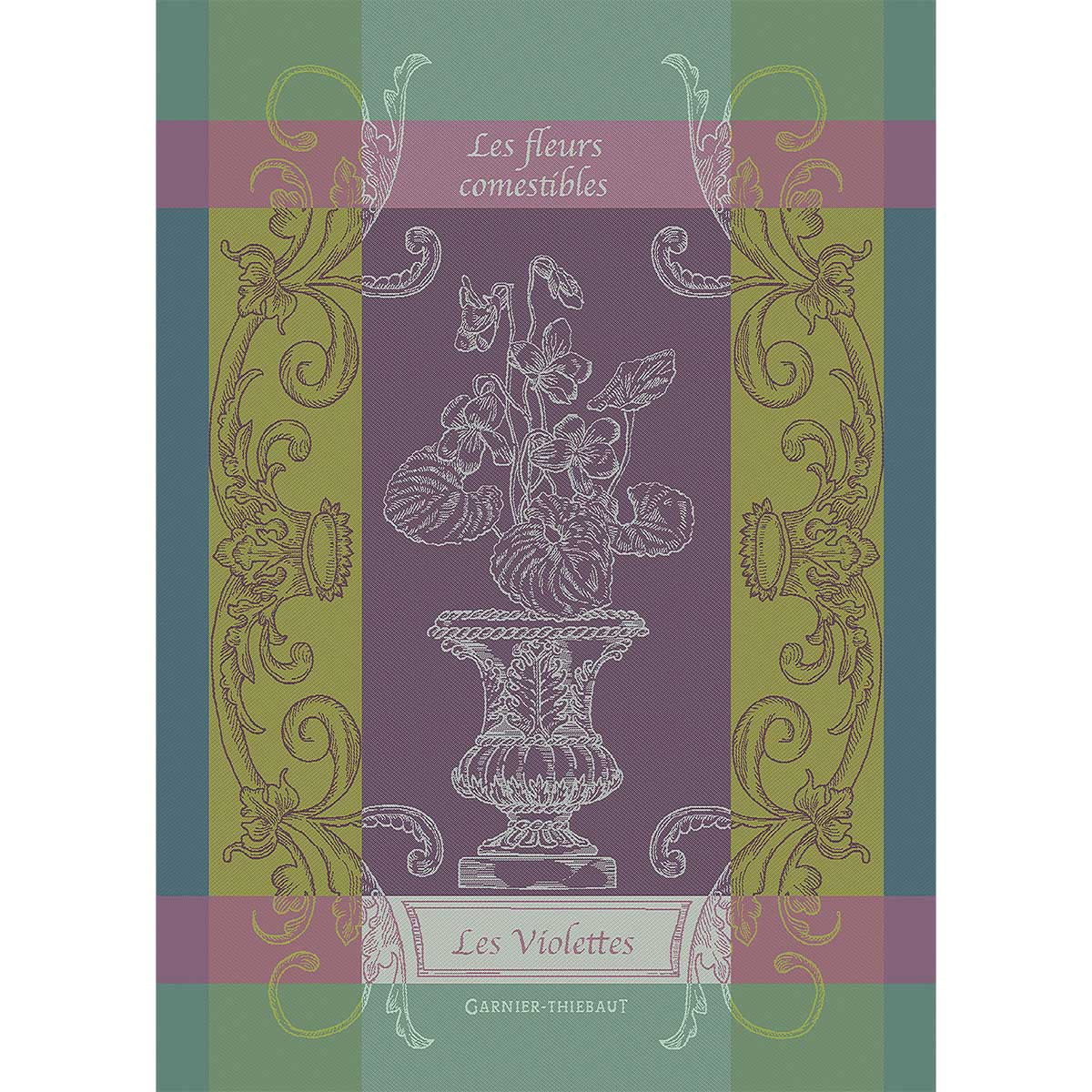 Torchon pur coton violet 56x77 Garnier Thiebaut
