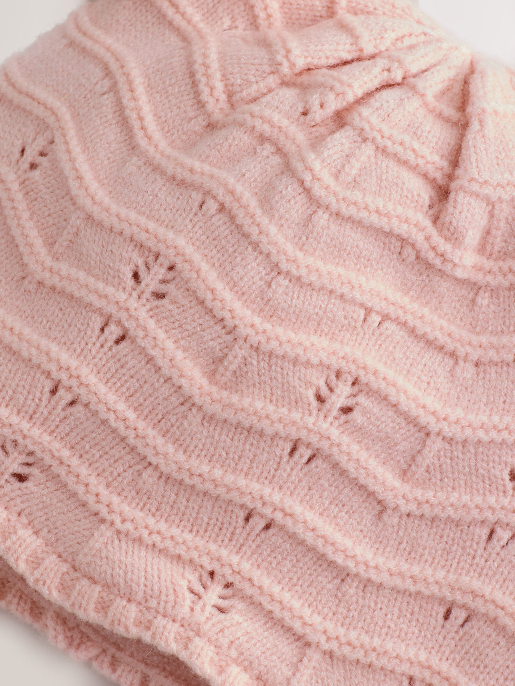 Roze - Baby Pointelle Pilotenmuts met Dubbele Pompon (0mnd-2jr)