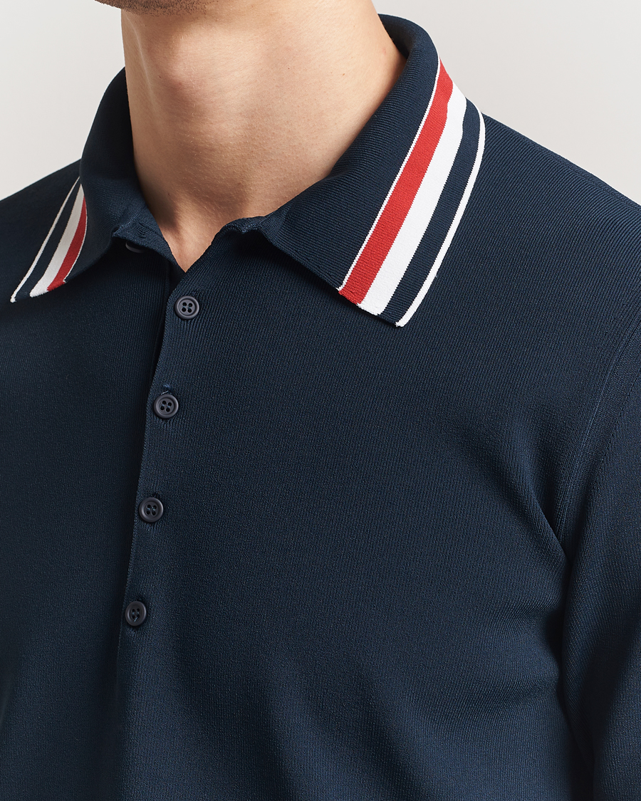 Thom Browne Needle Stitch Tennis Polo Navy