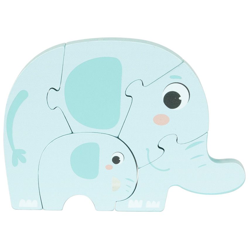 Puzzle éléphant et son bébé 5 pièces - Crazy colors 2.0 - Ecru