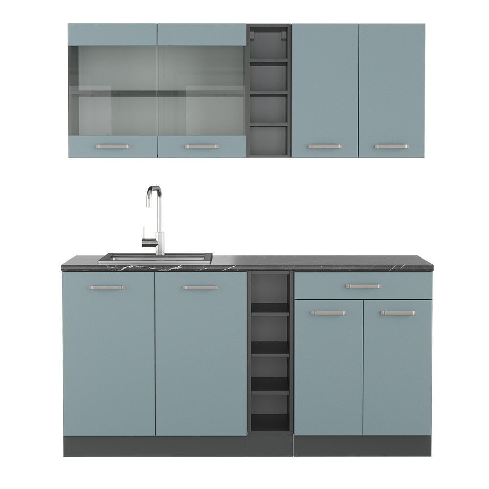 Vicco Küchenzeile R-Line Solid Anthrazit Blau Grau 160 cm modern Küchenschränke Küchenmöbel