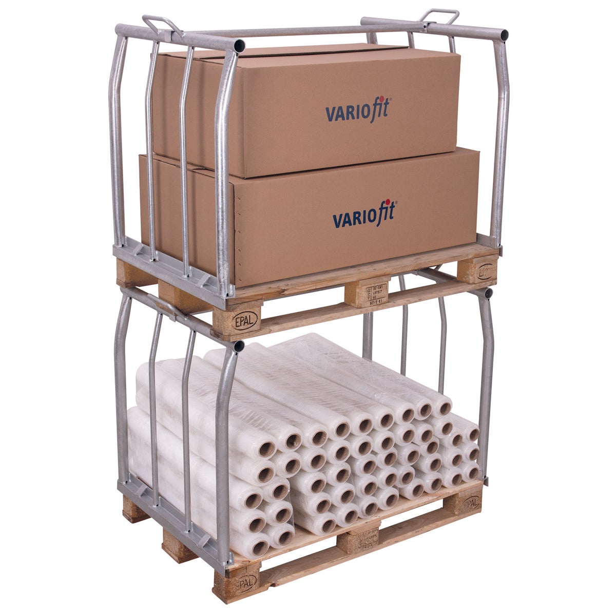 VARIOfit palletopzetrand type 66 van gegalvaniseerd staal, afmetingen 1200x1000mm, hoogte 800mm