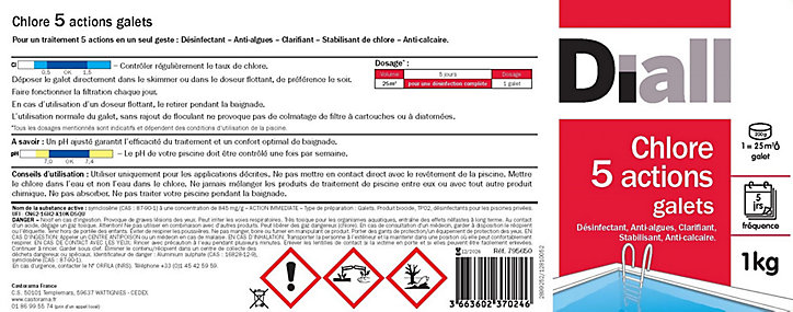 Chlore 5 actions galets 1kg