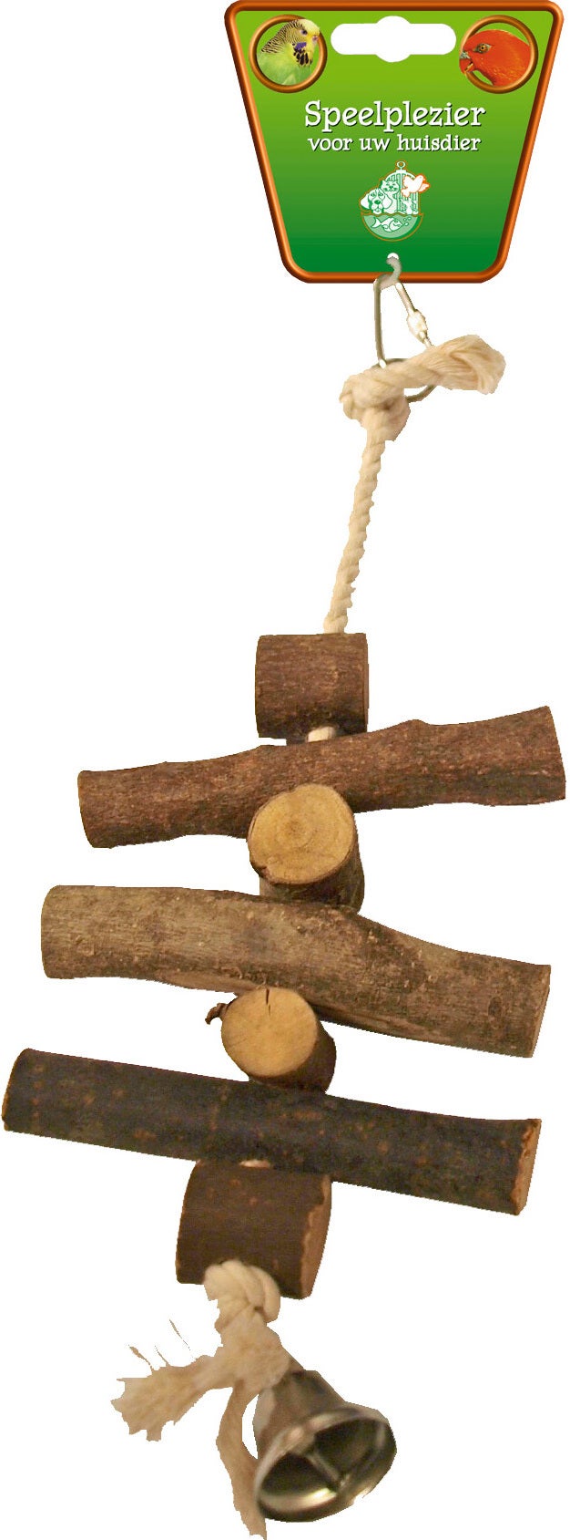 Boon vogel speelgoed touw en hout met bel naturel 33 cm
