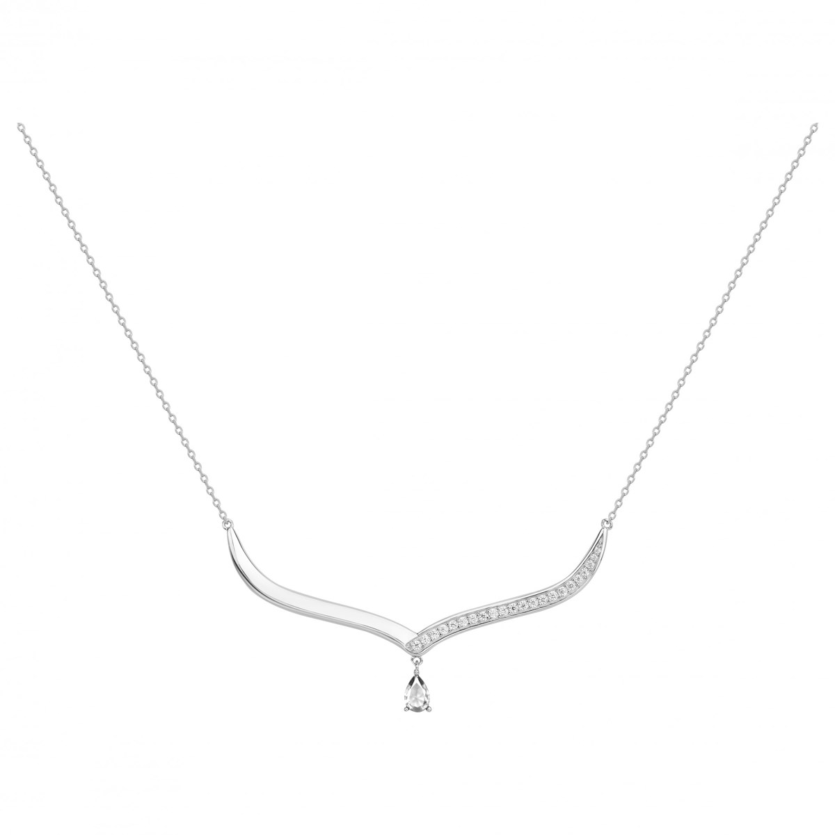 Collier mono-motif en Argent avec oxyde de zirconium blanc