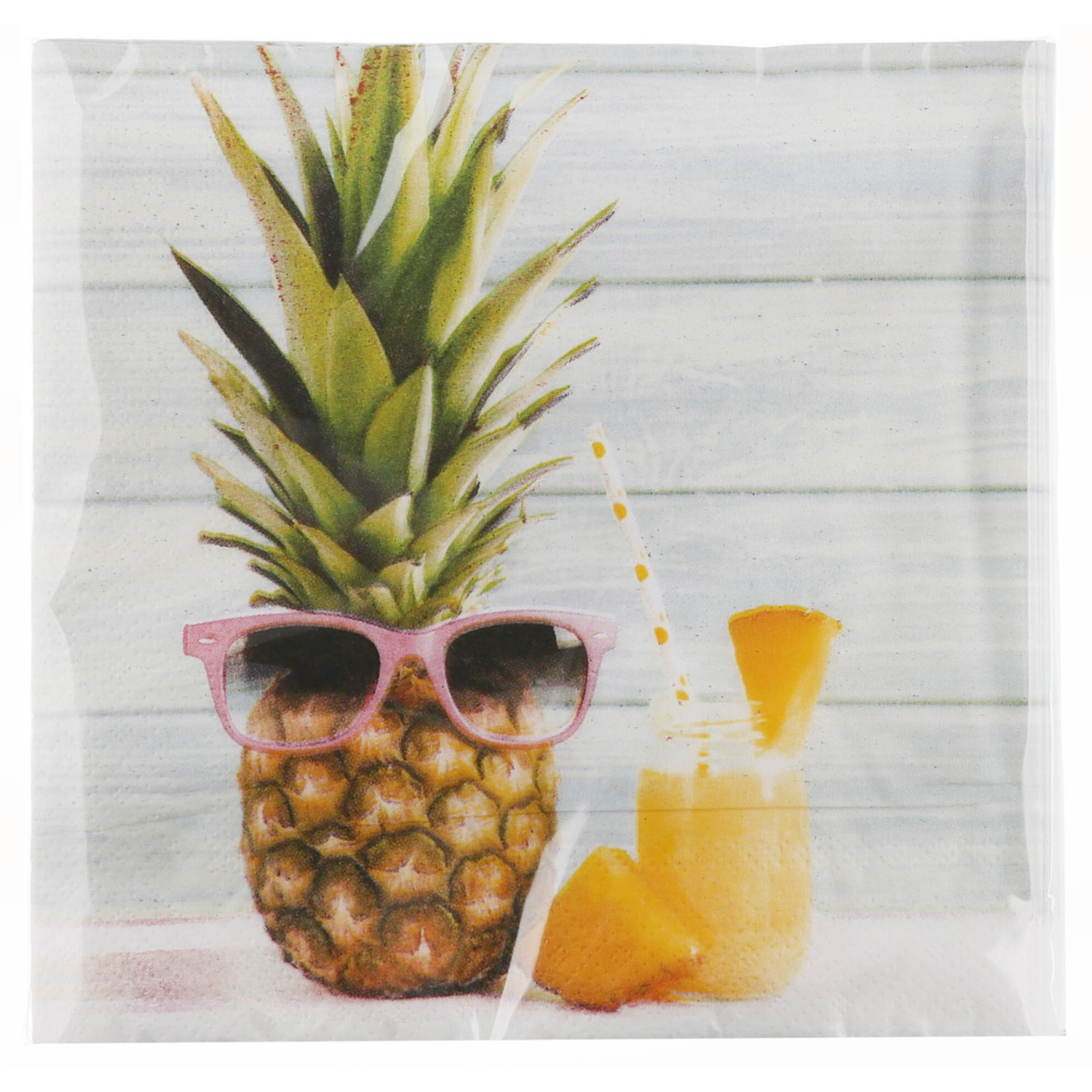 Serviette bedruckt Ananas mit Brille