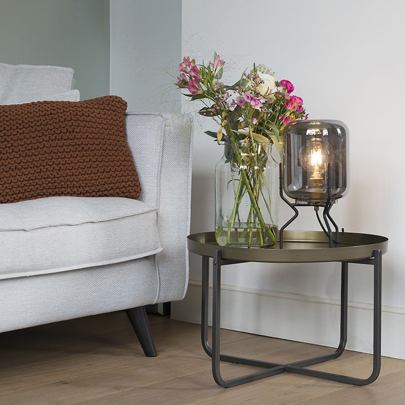 Smart design tafellamp zwart met smoke glas incl. wifi A60 - Bliss