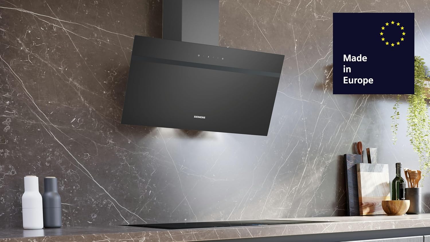 Siemens LC85KDK60 iQ100 Wandesse, 80 cm, touchControl - Einstellung durch Berührung, leiser Motor, Intensivstufe mit automatischer Rückschaltung, LED-Beleuchtung, Erinnerung Filterreinigung, schwarz
