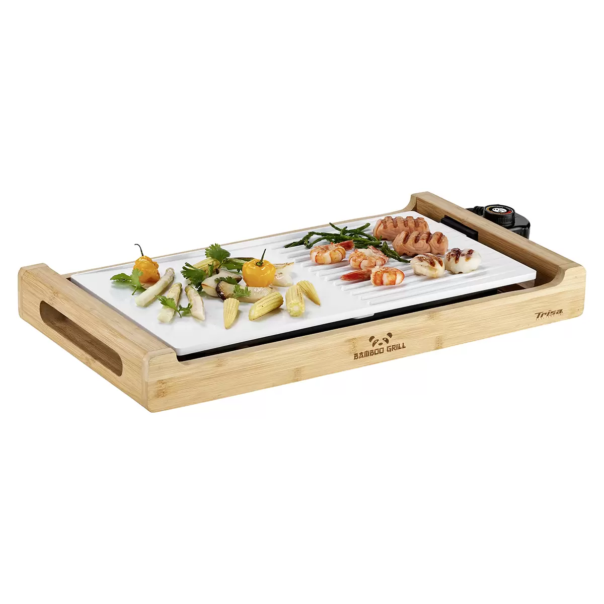Tischgrill Bamboo Grill braun,weiss