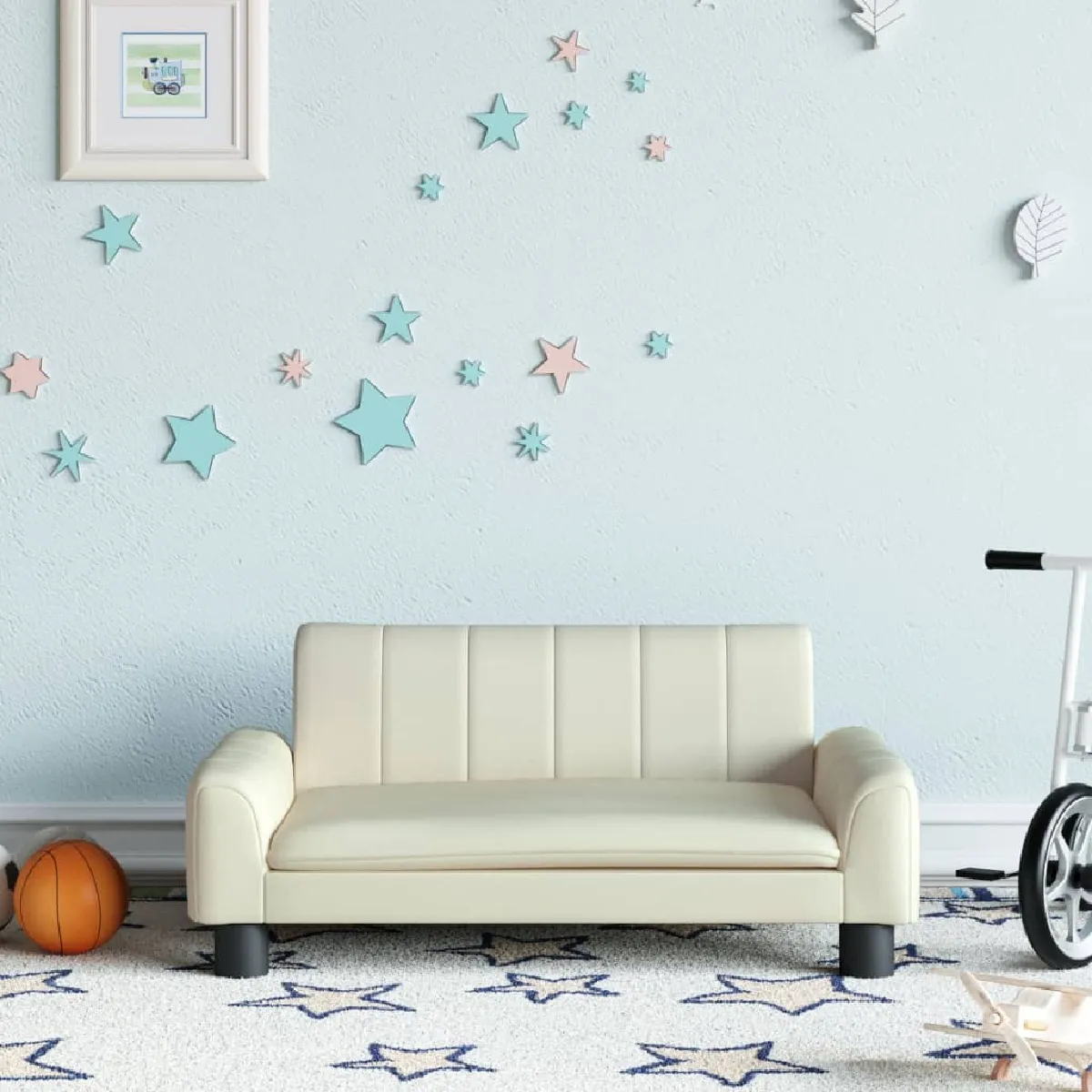 vidaXL Canapé Enfants - Crème Similicuir