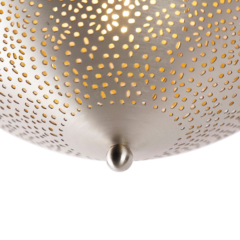 Oosterse plafondlamp staal met lichteffect - Sinbad