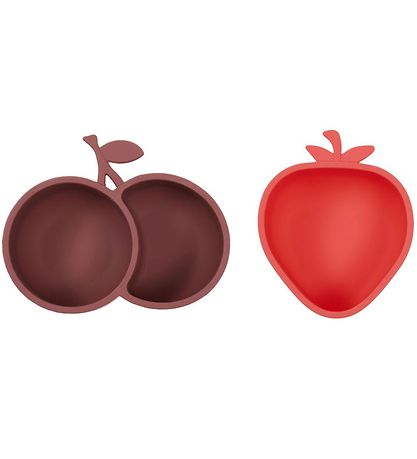OYOY Snacksk?le - 2-pak - Silikone - Strawberry & Cherry - Cherr