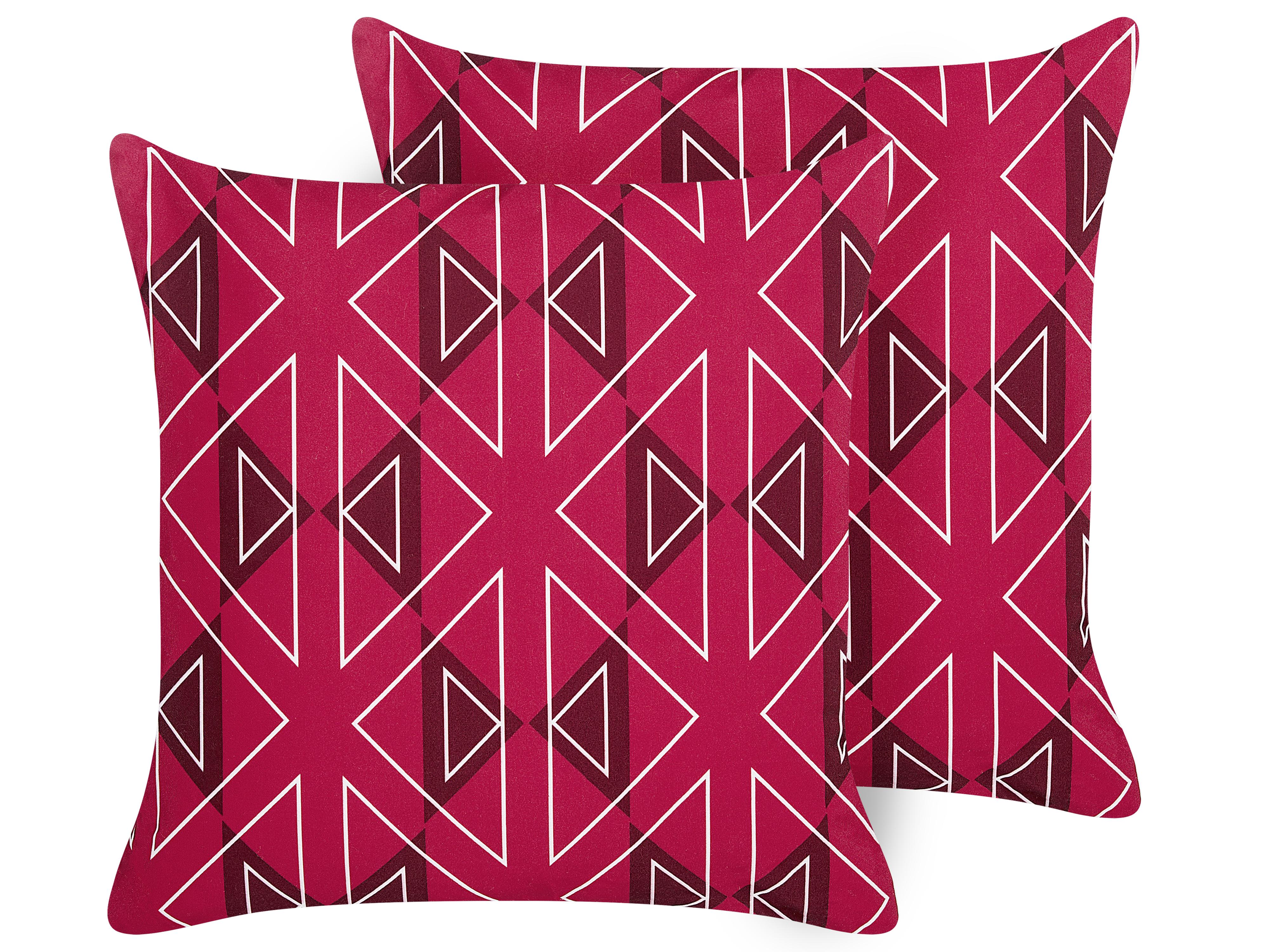 Set van 2 tuinkussens MEZZANO geometrisch patroon 45 x 45 cm Roze