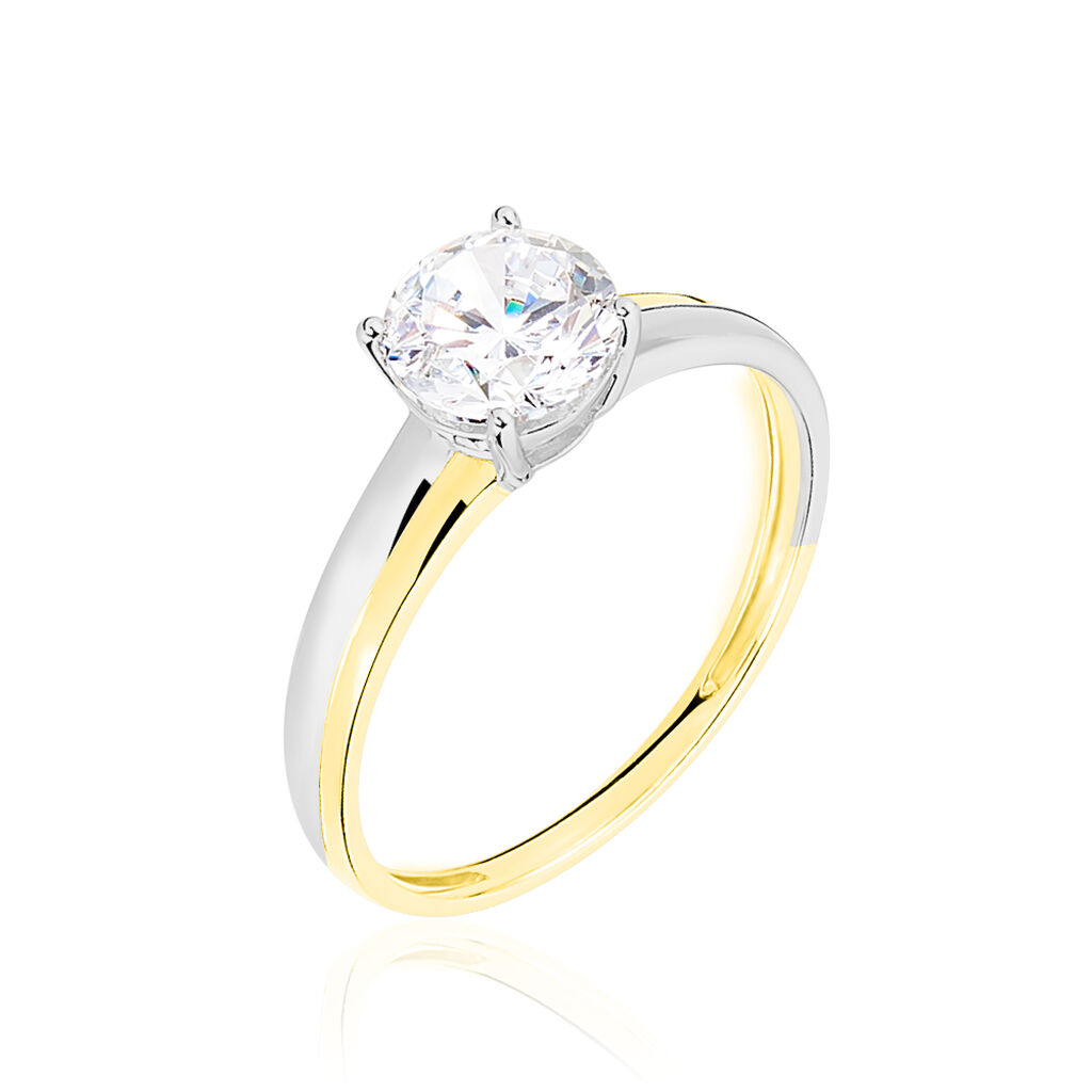 Bague Solitaire Michele Or Bicolore Oxyde De Zirconium