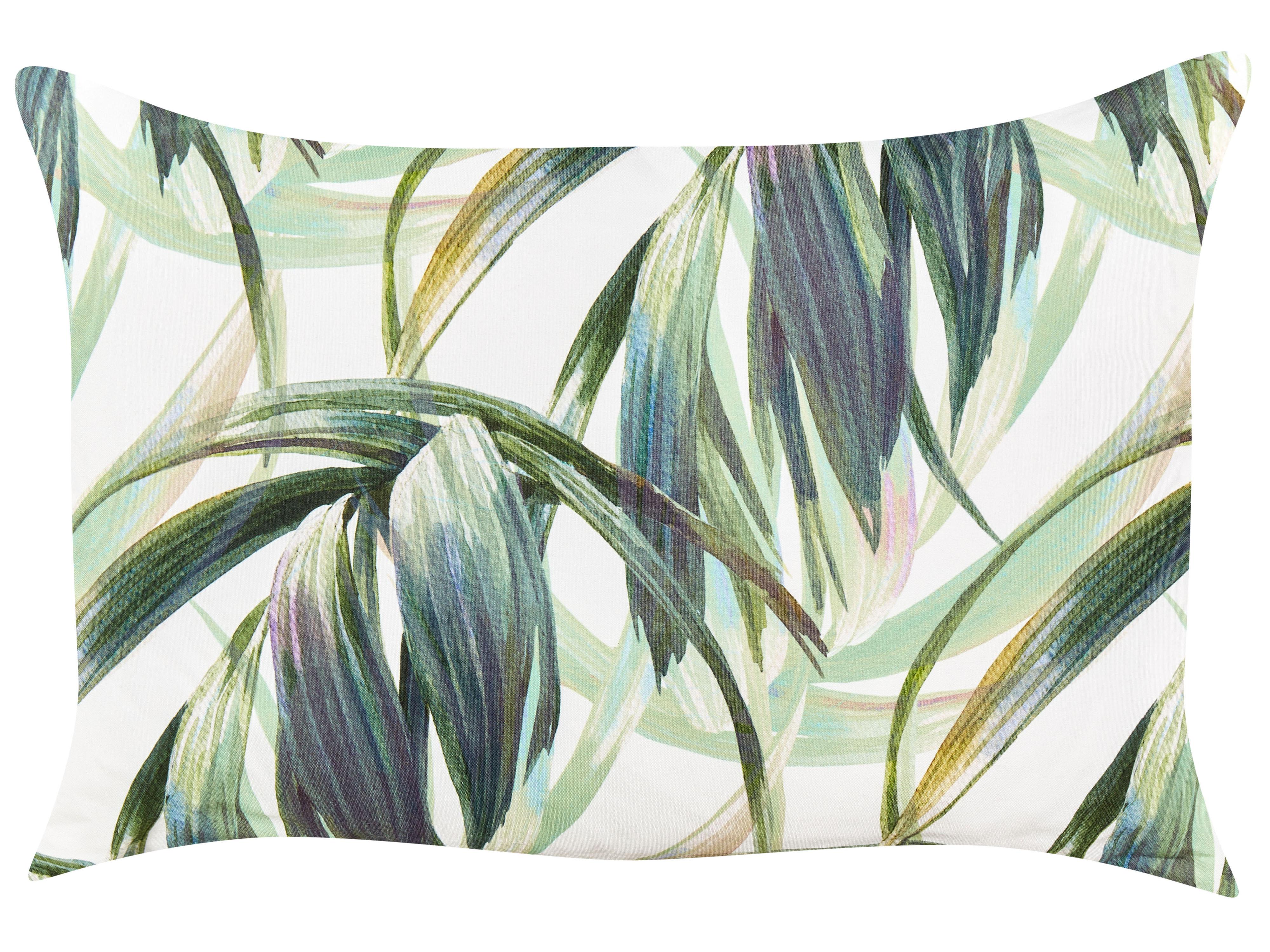 Set van 2 tuinkussens CALDERINA bladpatroon 40 x 60 cm Groen