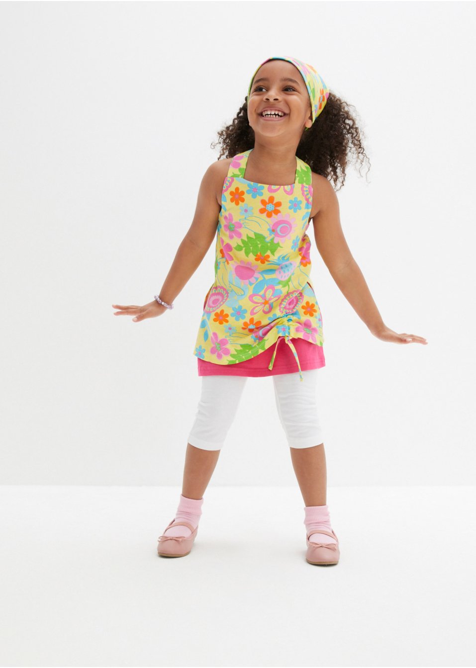 Robe fille, legging, foulard (Ens. 3 pces.)