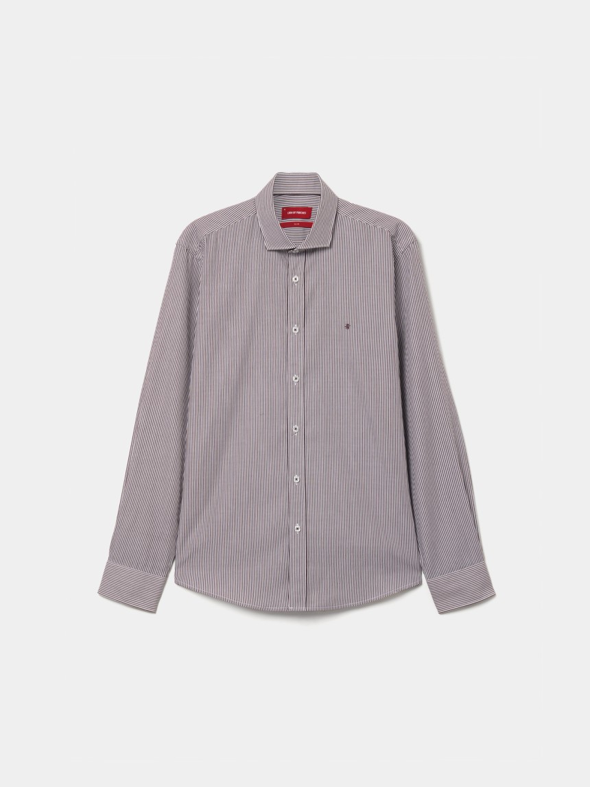 Camisa slim fit de algodão às riscas