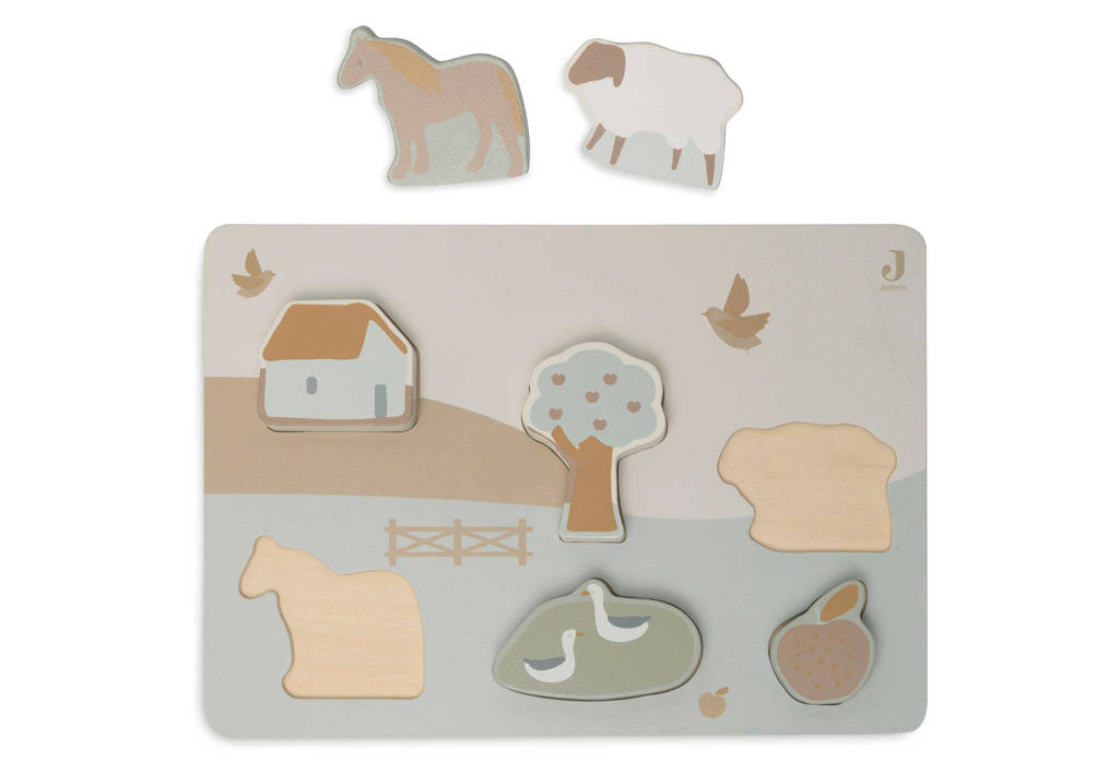 houten puzzel 28x10x2cm farm houten legpuzzel 6 stukjes