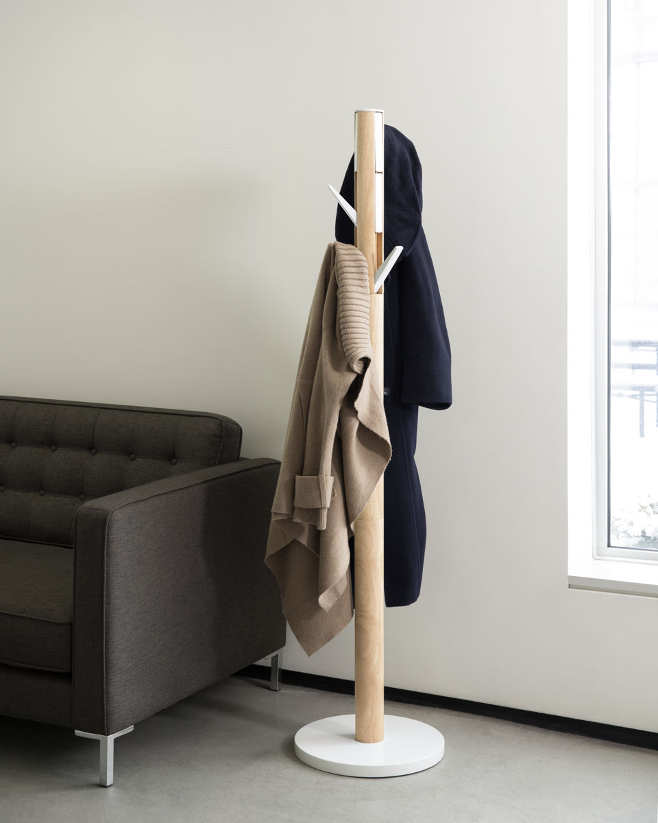 Umbra staande kapstok Flapper Naturel hout - Wit