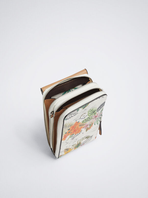 Bolsa para celular com estampa floral - Laranja