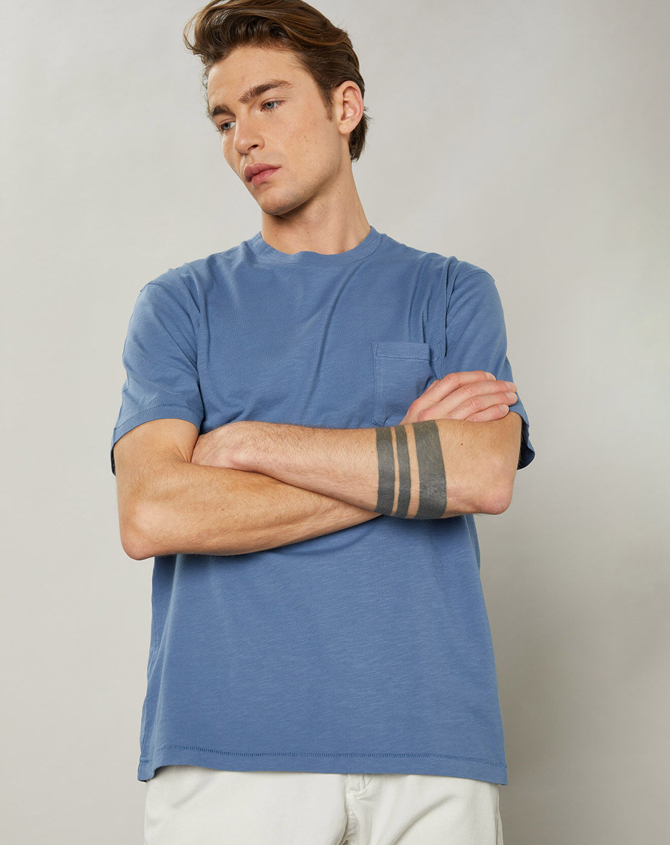 Hartford T-Shirt Pocket Crew bleu horizon