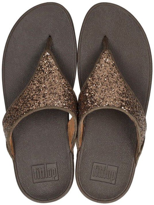 Fitflop Lulu Glitter Toe - Thongs PU Glitter donkerbruin