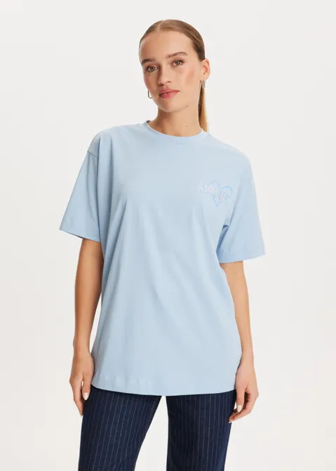 T-shirt met print amour blauw (BLW.L)