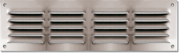 Grille d'aération alu Autogyre à persiennes avec moustiquaire brut 240 x 70 mm