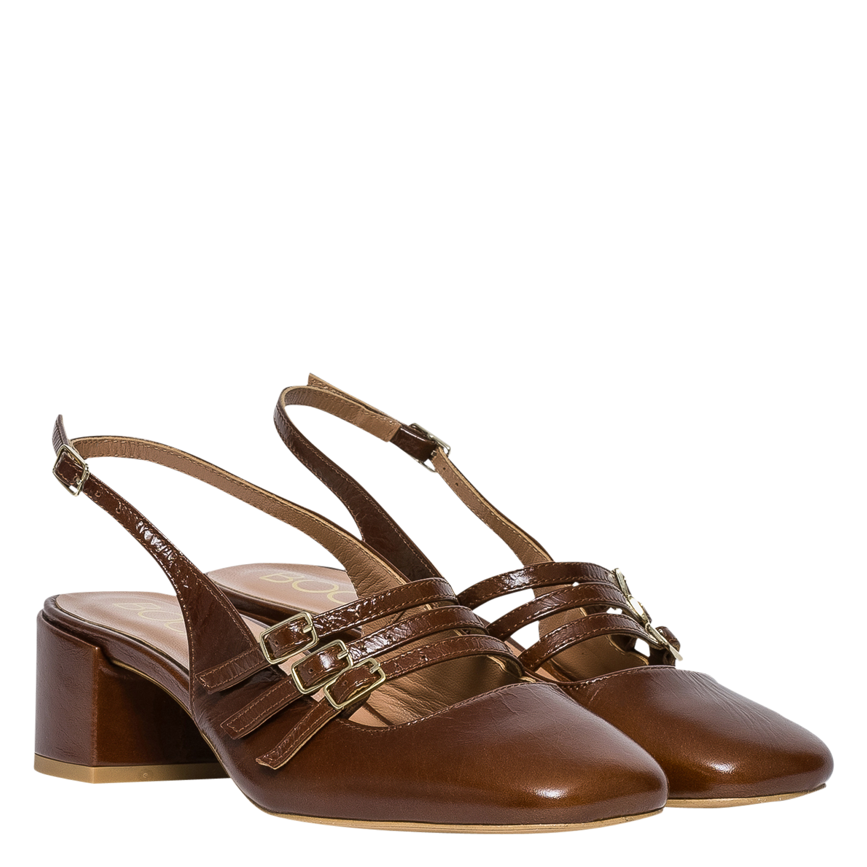 DEMI - Babies à talonsen cuir| Marron