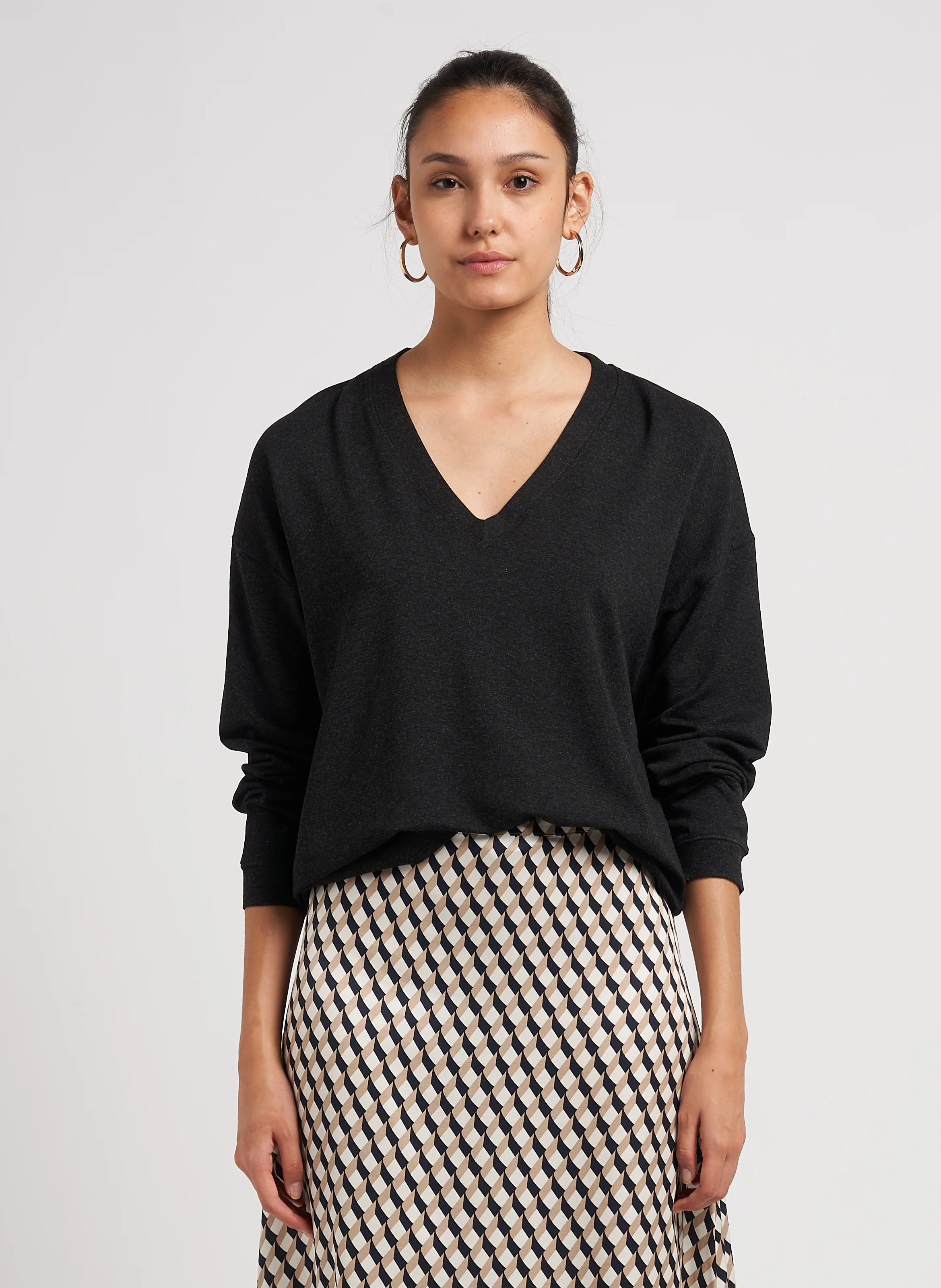 Sweat col V | Gris