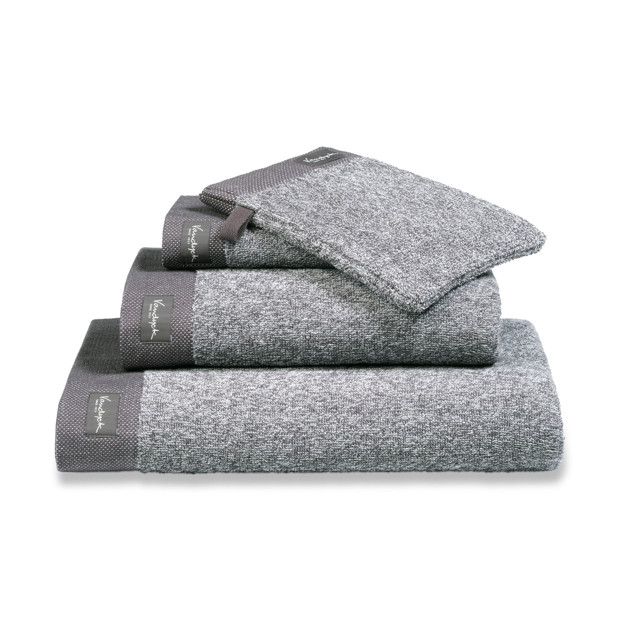 Home Badtextiel Mouliné Off Black | 70 x 140 cm | Zwart | Grijs