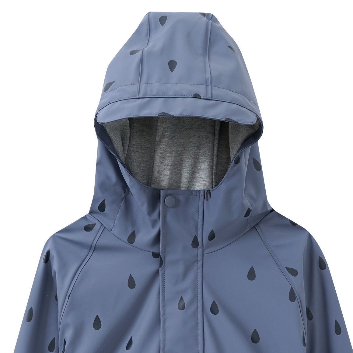 Yigga Kinder Regenjacke mit Regentropfen-Muster blaugrau