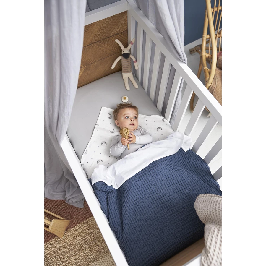 MEYCO Babydecke Waffel Teddy Indigo