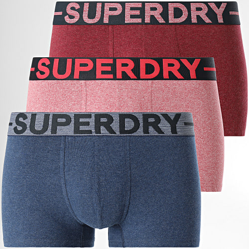 Lot De 3 Boxers Classic Bleu Marine Bordeaux Rose Chiné
