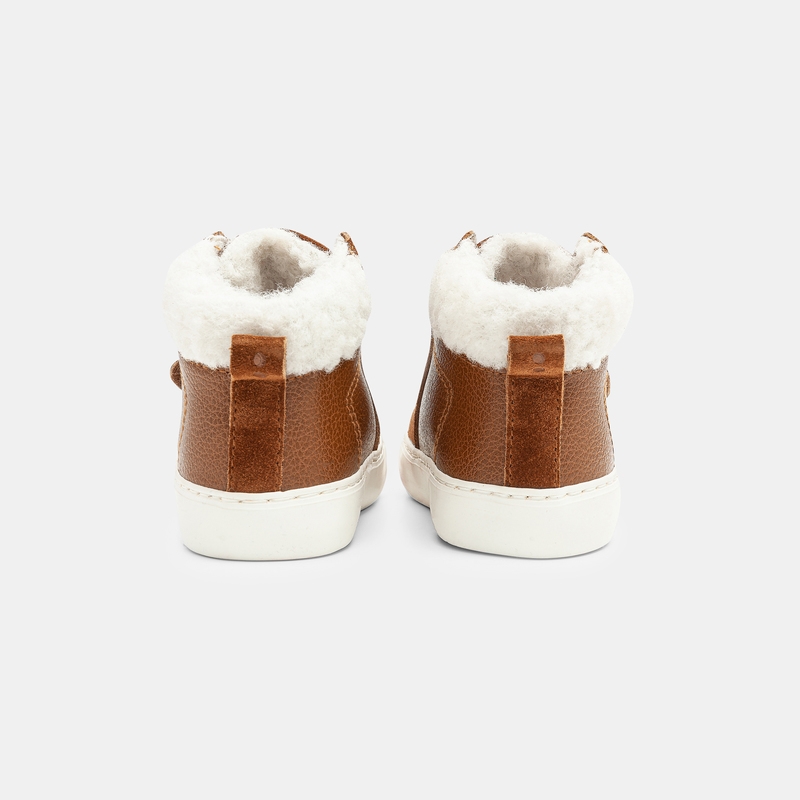 Basket montante fourrée à scratchs beige bébé garçon