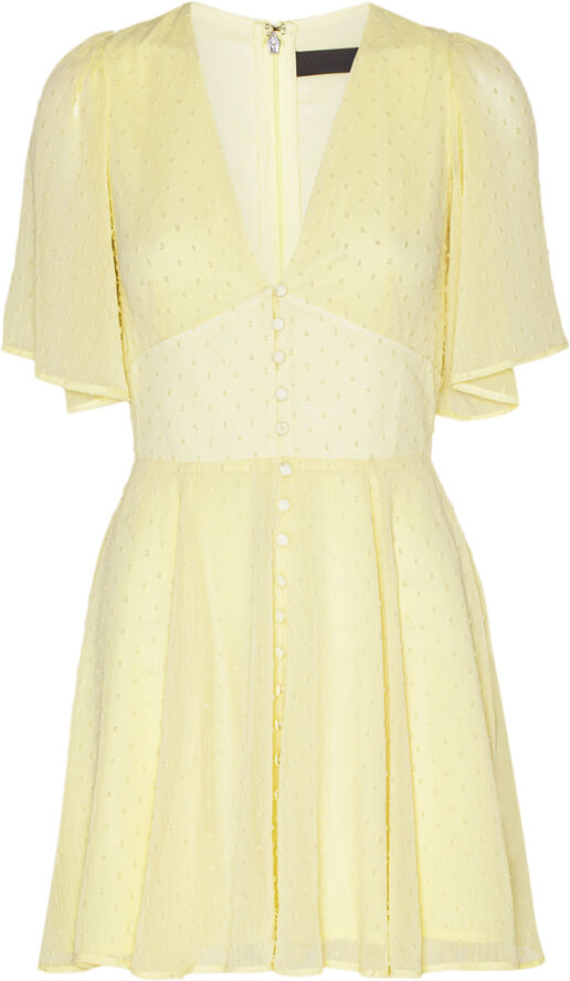 ROTATE Birger Christensen Mini V-Neck Dress Pastel yellow