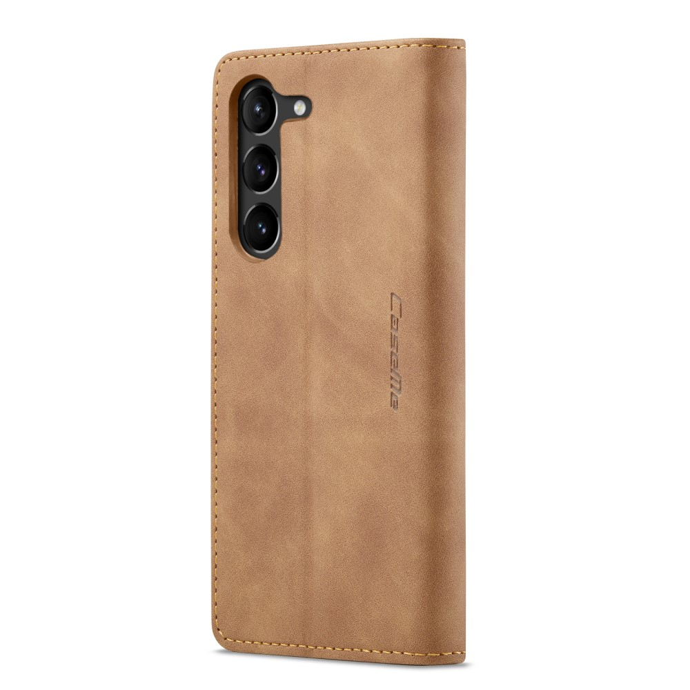 Samsung Galaxy S23 5G Leder Tasche Flip Wallet Etui mit Kartenfächern - Hellbraun