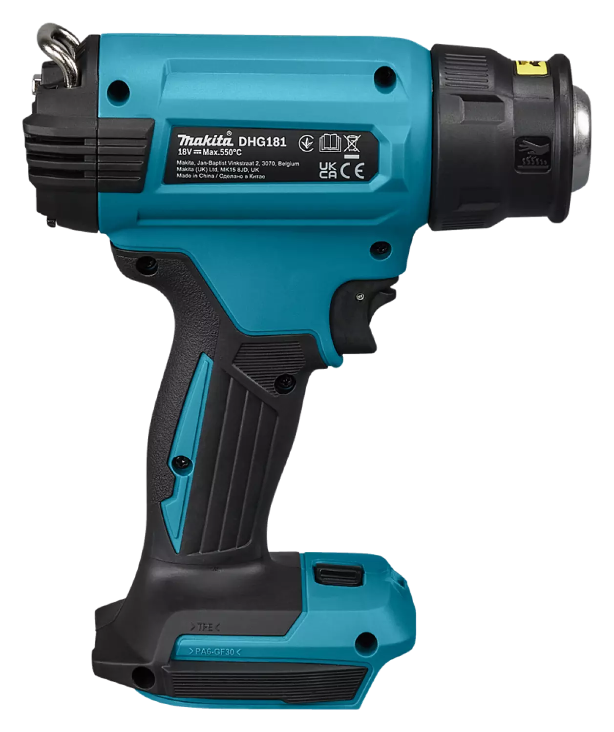 Makita DHG181ZK 18V Li-ion Accu Heteluchtpistool body in kunststof koffer met diverse opzetstukken