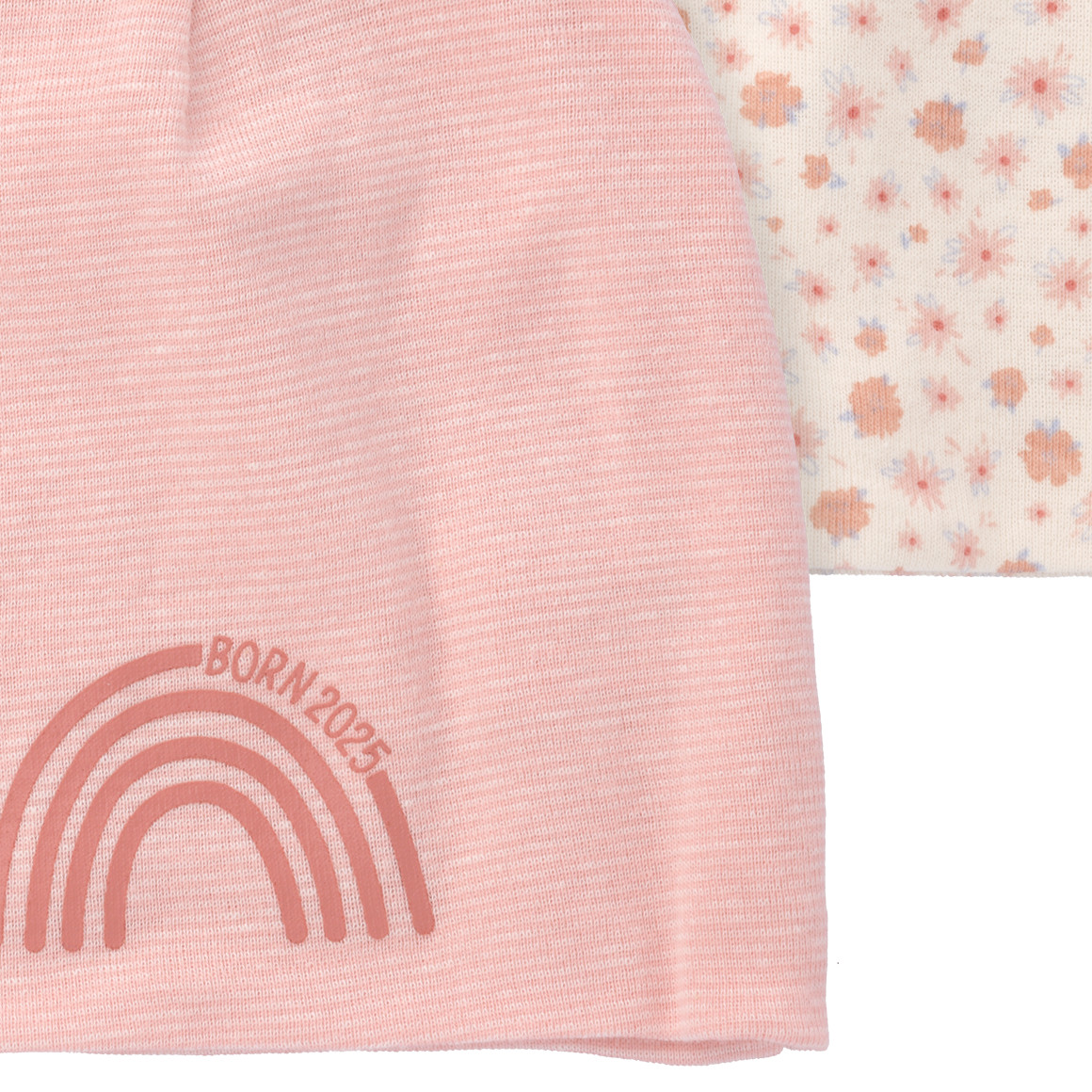 Topomini 2 Newborn Mützen Born 2025 rosa / hellbeige