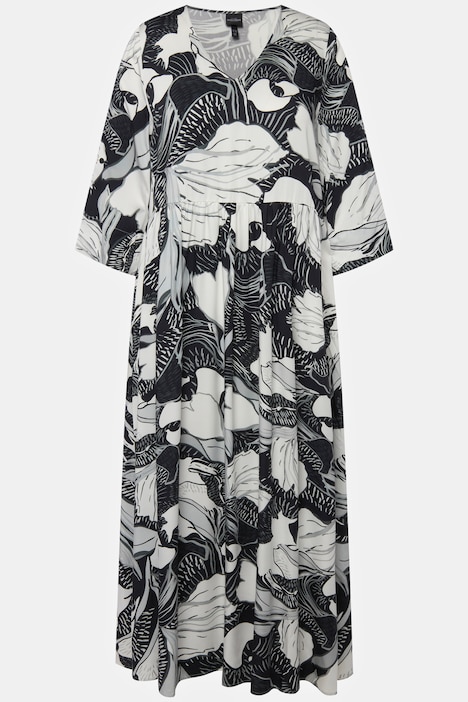 Kleid,  A-Linie, V-Ausschnitt, 3/4-Arm