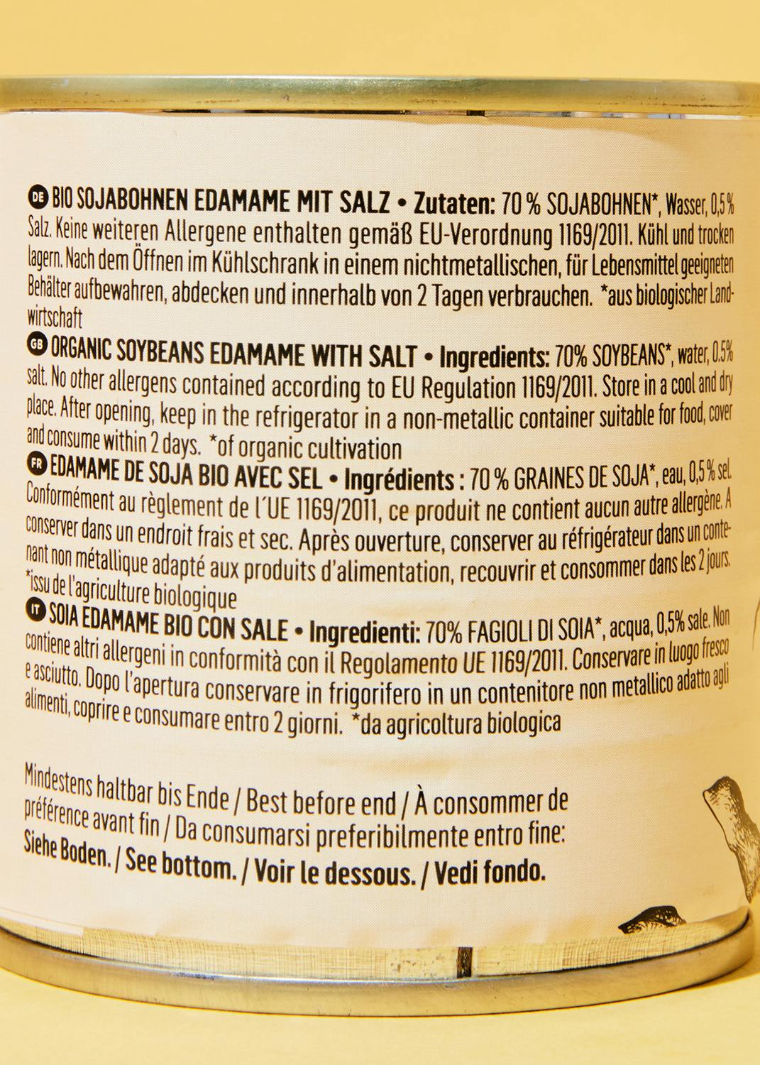 Grüne Bio Edamame in der Dose 130 g