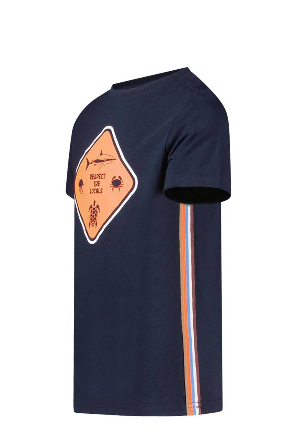 TYGO & vito T-shirt Wessel met printopdruk donkerblauw/oranje