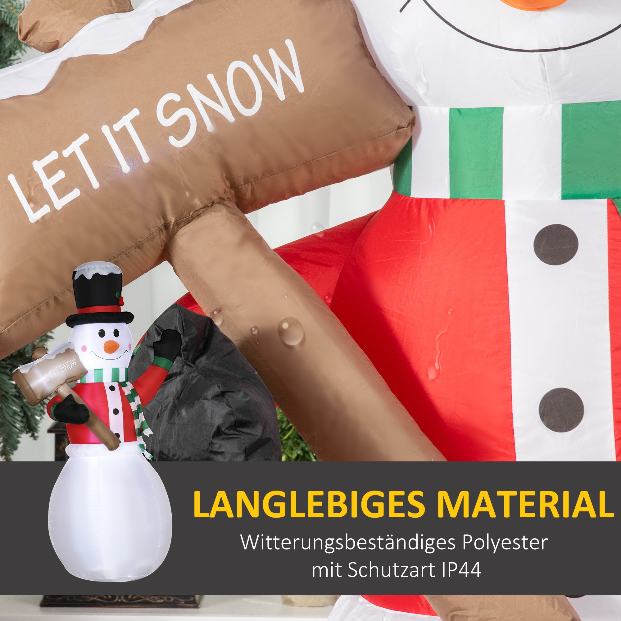 Outsunny Aufblasbare Weihnachtsdekoration mit Sandsack weiß 103L x 70B x 180H cm