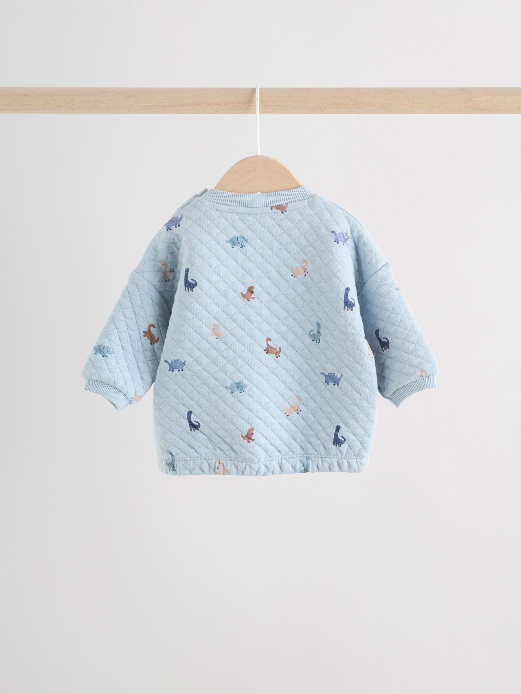 Blauw met dinosaurus - Set van gewatteerde sweater en joggingbroek voor baby's (0mnd-2jr)