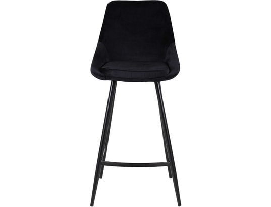 CONCEPT1 - Tabouret de bar Lot de 2 T. Bari noir carbone velours (bar)