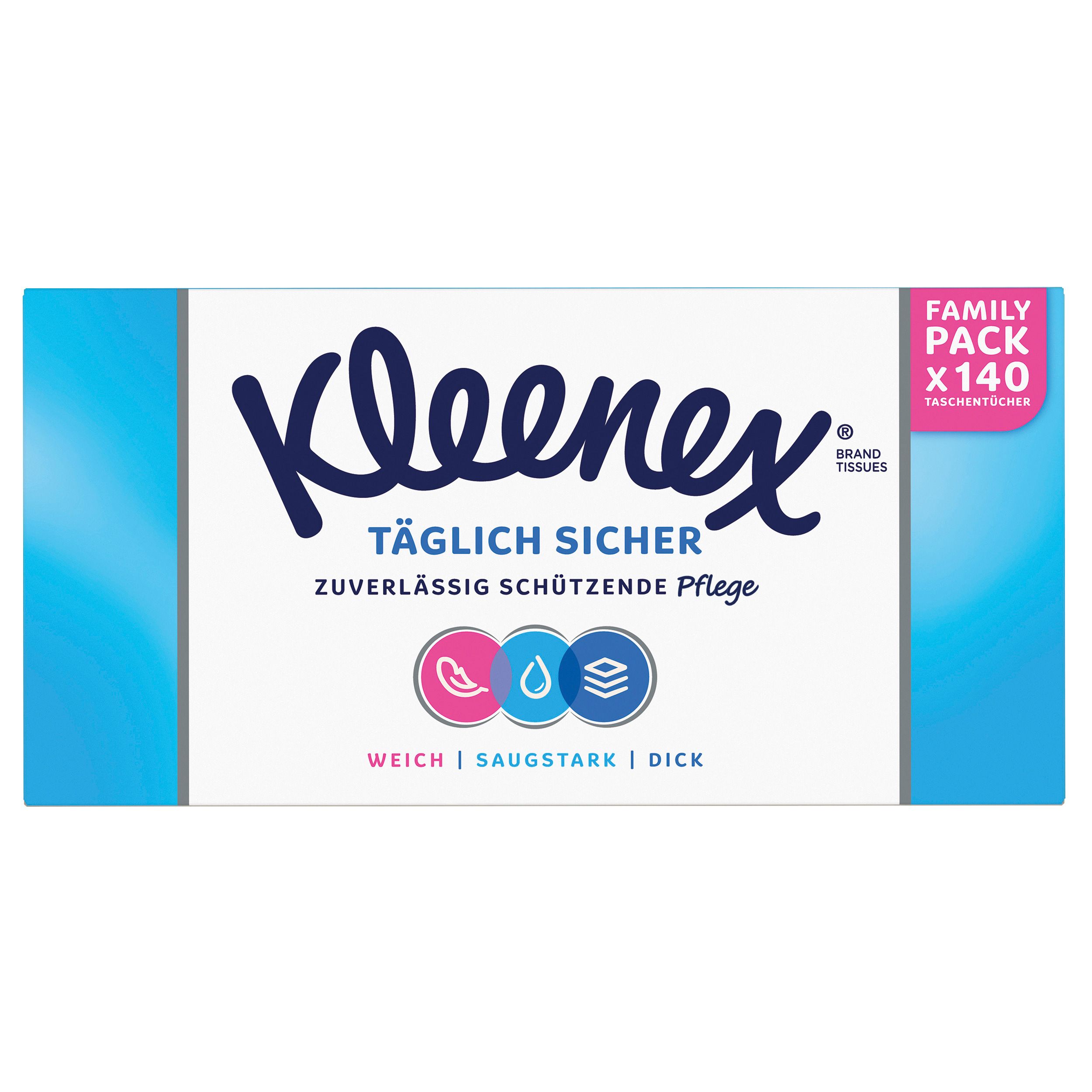 Kleenex Täglich Sicher Taschentücher-Box Kosmetiktücher 3-lagig