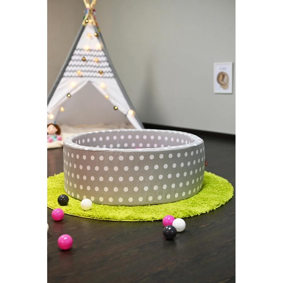 knorr toys® Bällebad soft - Grey white dots - 300 balls cremegreyrose grau