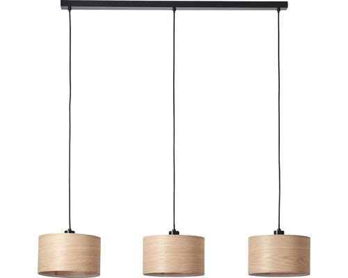 Hanglamp, 3-lichts, HxBxD 120x110x25 cm, zwart/bruin/naturel