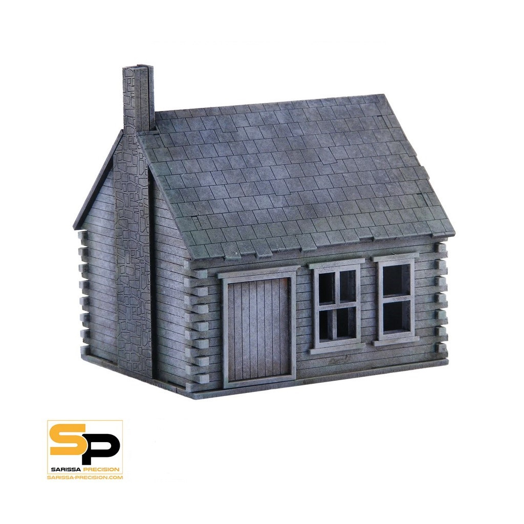 Old West: Log Cabin with Stone Chimney
