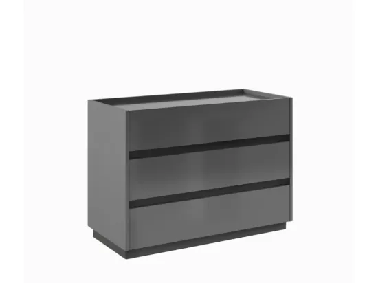 Chambre complète TEO lit + 2 chevets + commode anthracite